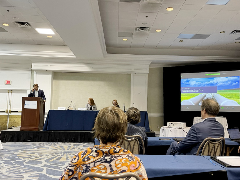 Moderator Paul Roberti (left), Sheri Givens of National Grid (center) and Audrey Schulman of HEET (right) discuss the future of natural gas during a panel at the 73rd New England Conference of Public Utilities Commissioners Symposium.