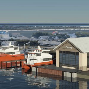 Conceptual design for the $20 million offshore wind operations and maintenance ..rsted announced for west Ocean City, which will house up to three emissions-free crew transfer vessels that will service the Skipjack Wind project.