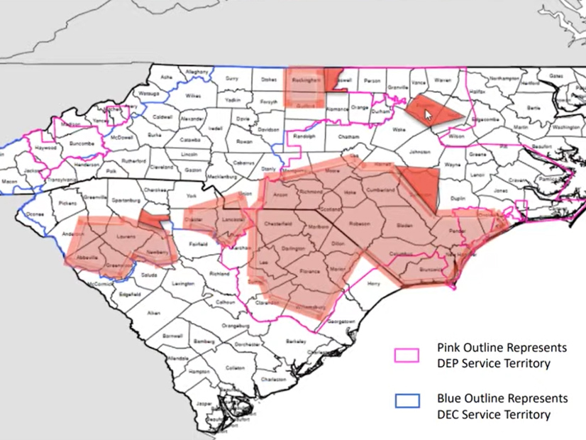 Duke Energy says major areas in both North and South Carolina are "capacity constrained" and may not be able to interconnect significant amounts of new renewable energy without millions of dollars of system upgrades. 