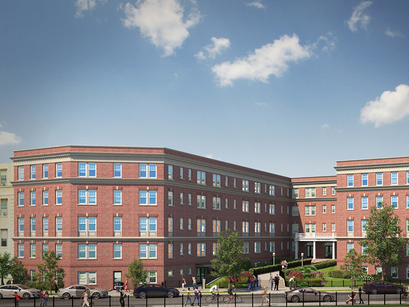 Artist rendering of the 64-unit Maycroft Apartments in Washington, D.C. which added solar+storage during a recent renovation. 