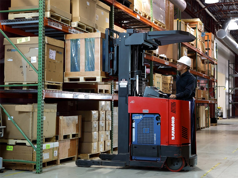 Plug Power's contract to put fuel cell lift trucks, seen here, in Amazon and Walmart facilities is an example of the kind of relationships hydrogen-focused companies need to grow quickly, according to Evercore ISI analyst James West.