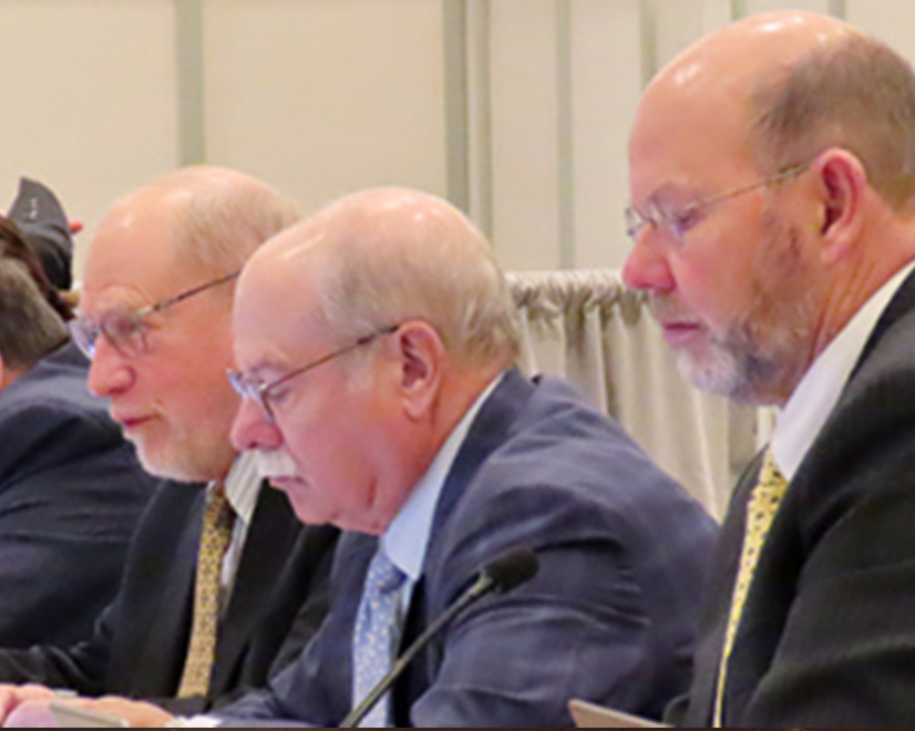Left to right: NERC Trustee Robert Clarke, Chair Roy Thilly, Vice Chair Kenneth DeFontes and CEO Jim Robb lead the Board of Trustees in its last in-person meeting before the COVID-19 pandemic, in February 2020. NERC is still hoping to meet in November in Atlanta, but officials admitted it is appearing less likely given the recent surge in cases.