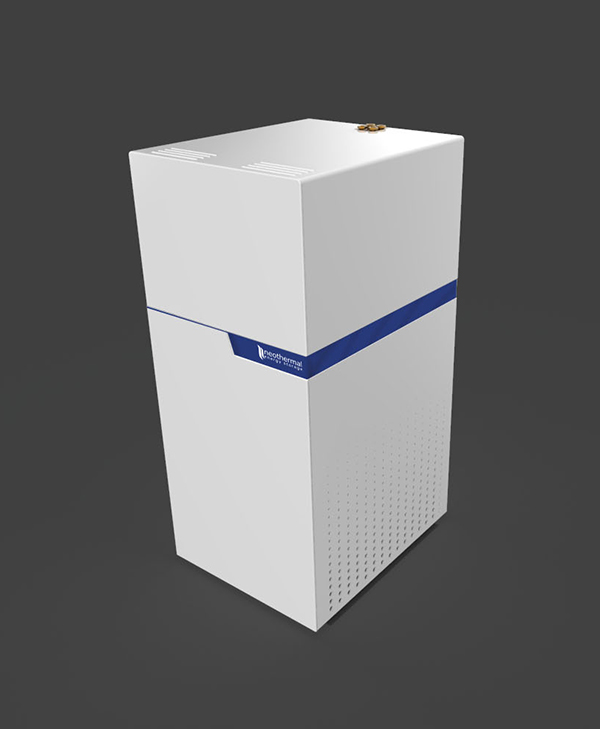 Neothermal Energy Storage co-founders Louis Desgrosseilliers and Jill Johnson with an early lab prototype electric thermal storage system used to evaluate the various component interactions