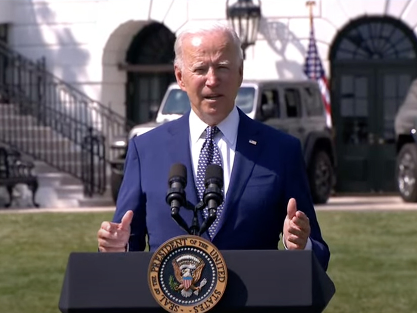 With American-made electric vehicles behind him, President Biden on Thursday announced in remarks on the White House lawn an executive order calling for 50 percent of all cars sold in 2030 to be plug-in electric, or hybrid electric, or fuel cell electric.  
