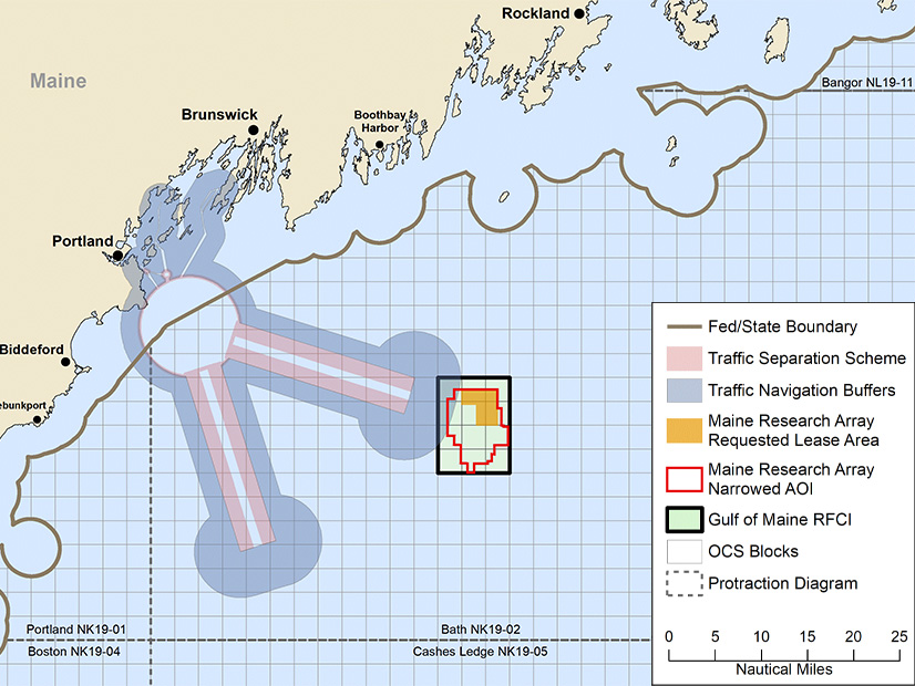 The Gulf of Maine Request for Competitive Interest Area designated by BOEM is shown.