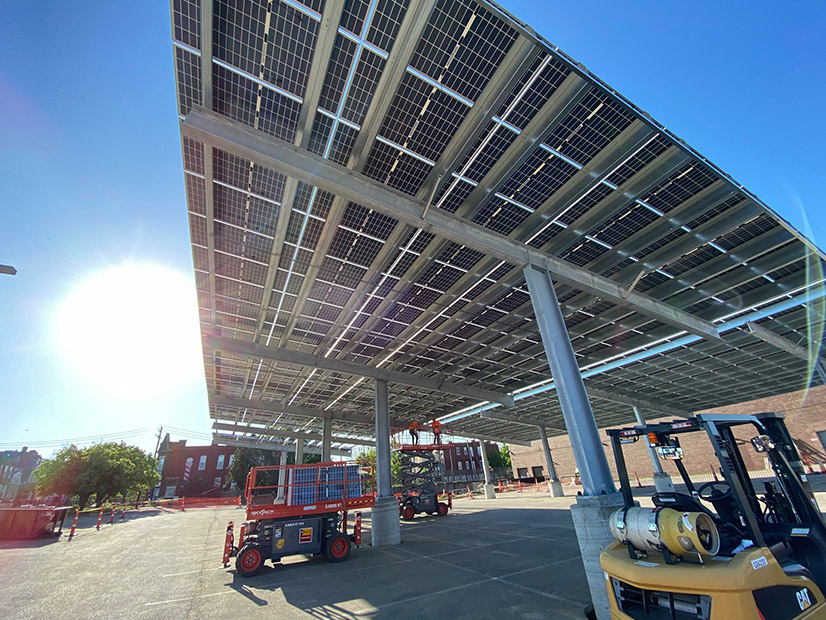 An Ameren Missouri Neighborhood Solar project under construction in St. Louis in 2021