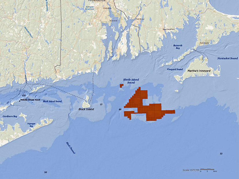 A map shows the proposed location of the Revolution Wind offshore wind farm.