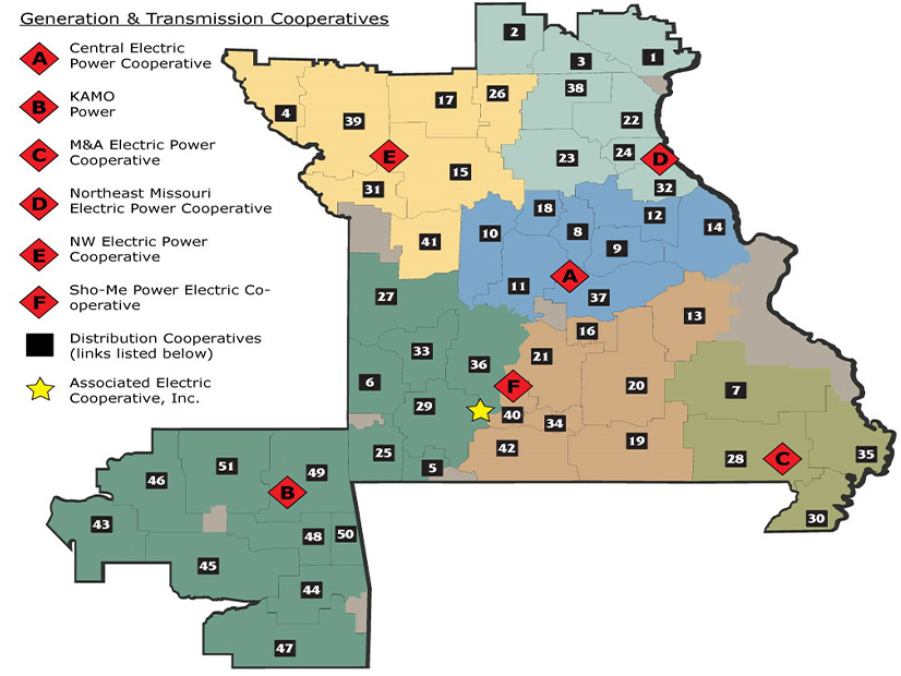 According to the service map provided on its website, AECI provides electric generation and transmission services to 51 local electric cooperatives in Missouri, Iowa and Oklahoma.