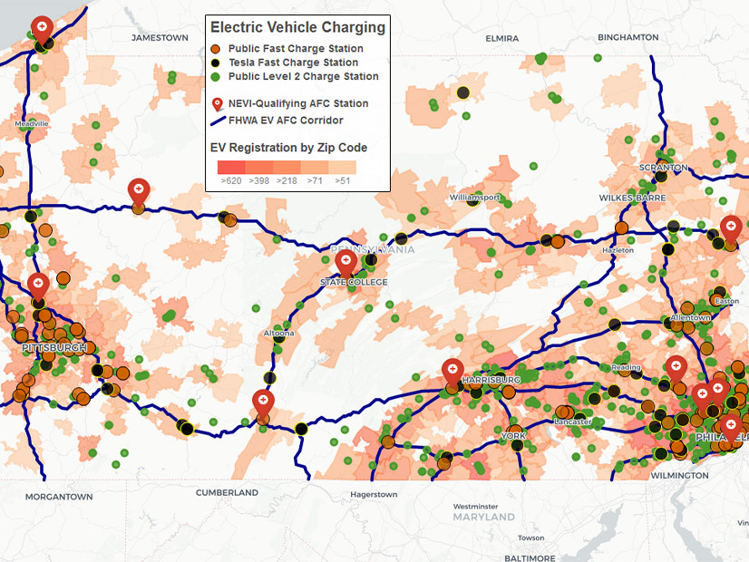 Where EVs and EV chargers are in Pennsylvania