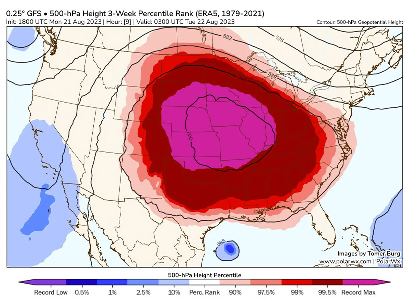 The heat dome has settled over the Great Plains.