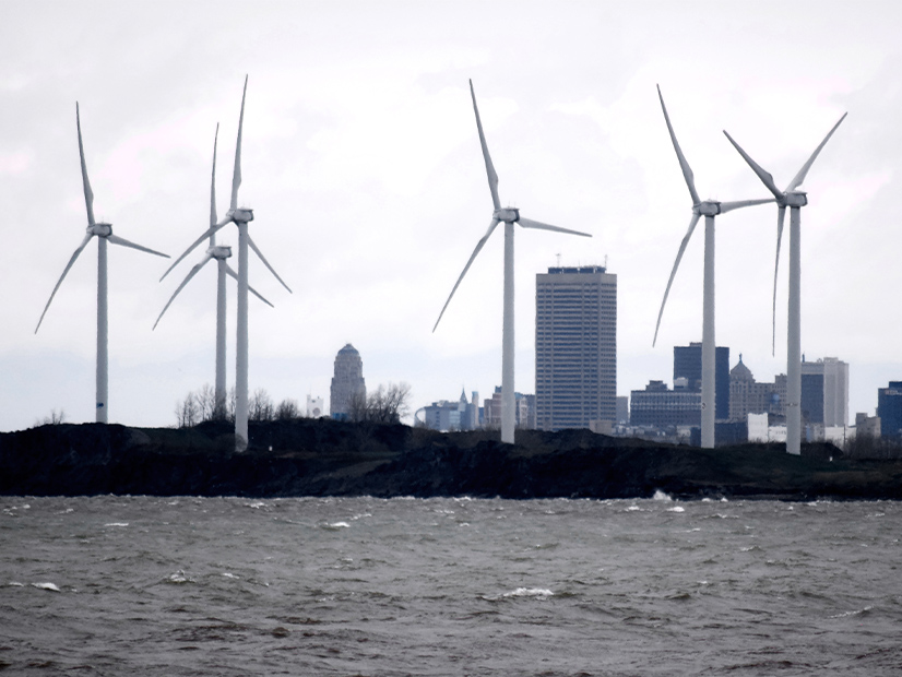 Wind turbines along Lake Erie near Buffalo are part of New York's growing renewable energy portfolio.