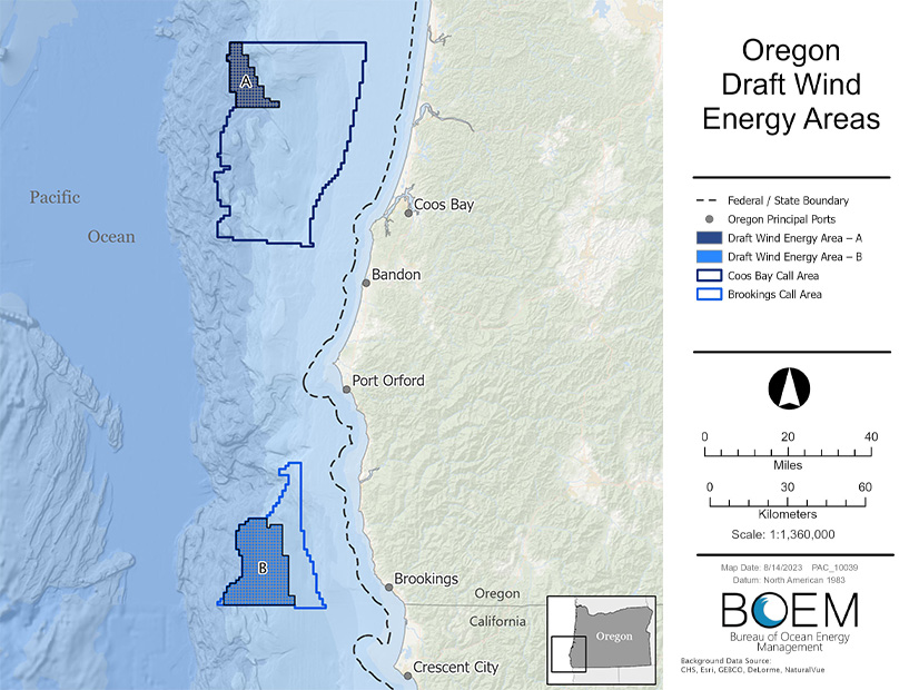 The draft WEAs cover nearly 220,000 acres off the southern Oregon coast.