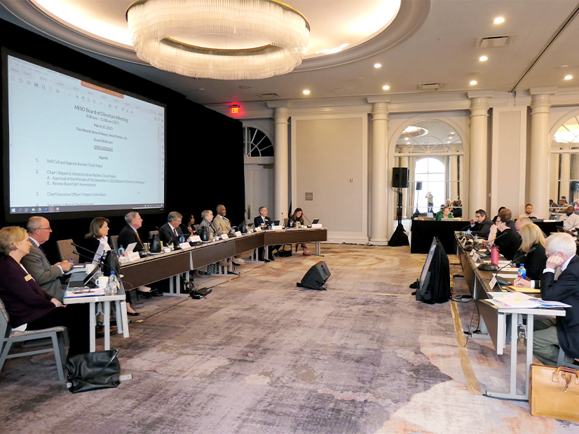 The MISO Board of Director hears from executives at its March meeting in New Orleans