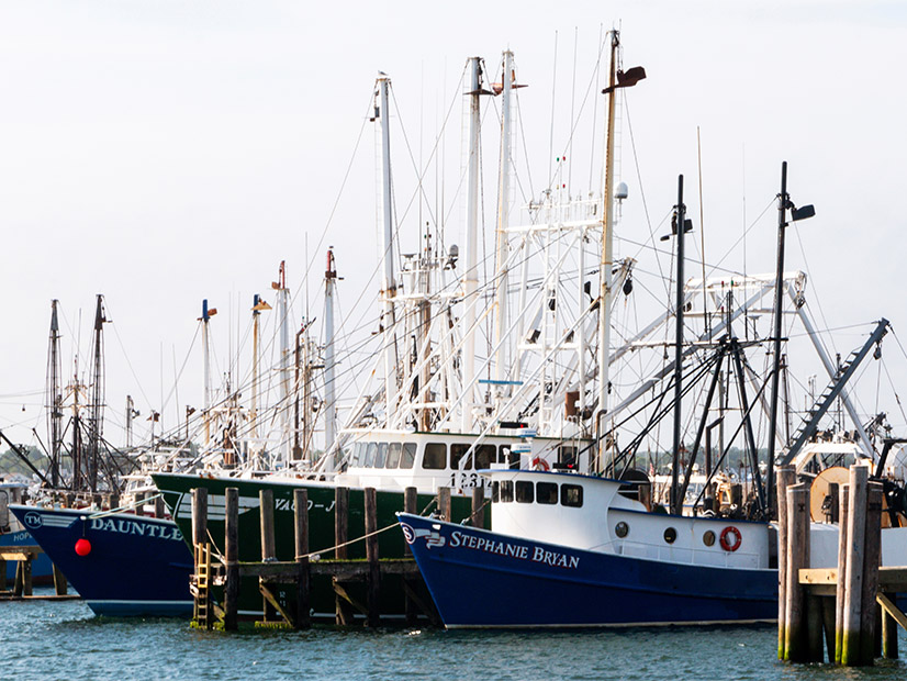 Commercial fishing boats are shown in Narragansett, R.I.