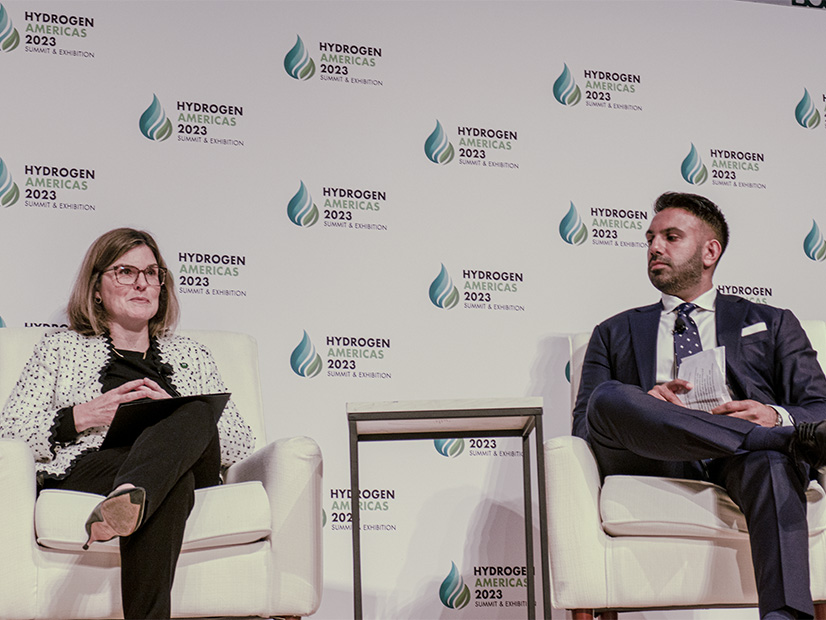 FERC Commissioner Allison Clements and the Sustainable Energy Council Executive Director Gurpreet Hayre at the Hydrogen Americas Summit on Tuesday