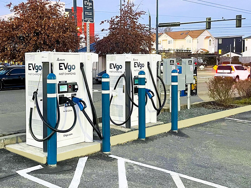 EVgo fast-charging station in Seattle. The company is a member of the trade association that has petitioned Washington not to require card chip readers on new public chargers.
