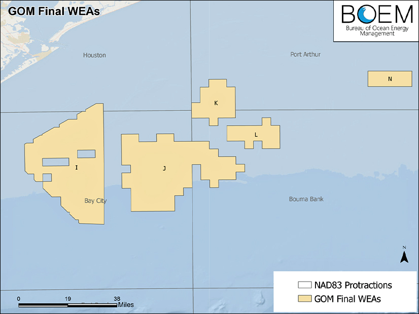 The U.S. Bureau of Ocean Energy Management has finalized four wind energy areas in the Gulf of Mexico.