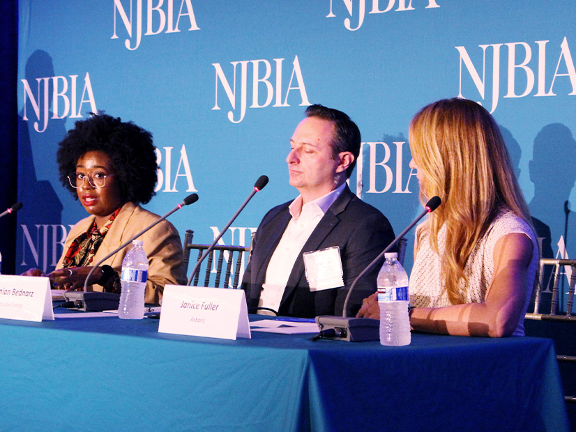 Panel on the State of the Offshore Wind Industry at the energy conference organized by New Jersey Business and Industry Conference (NJBIA) in Edison, N.J. From Left: Crystal Pruitt, external affairs lead for Atlantic Shores Offshore Wind; Damian Bednarz, managing director for Total Energies Renewables USA; Janice Fuller, mid-Atlantic president of Anbaric