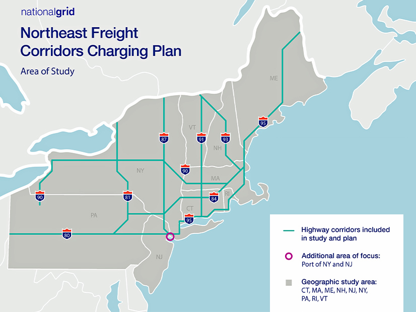 National Grid is leading a study to map out demand forecasts for a heavy-duty truck charging network along 3,000 miles of Northeast highways.