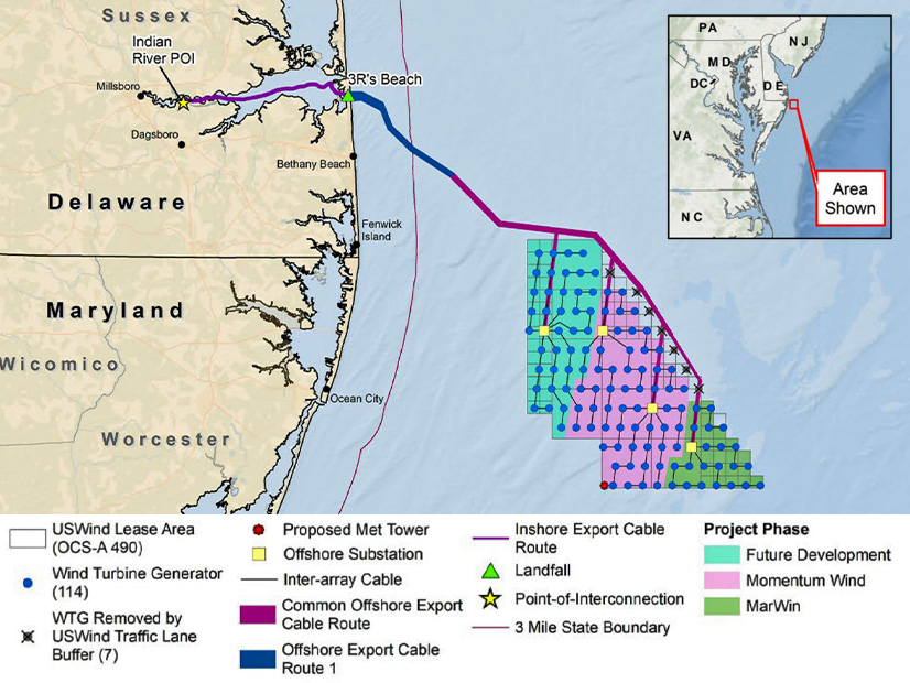 The proposed Maryland Offshore Wind Project.