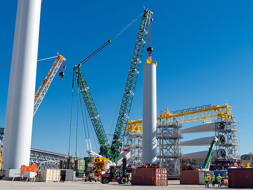 South Fork Wind’s first tower, nacelle and blades are loaded this past weekend at the Port of New London in Connecticut.
