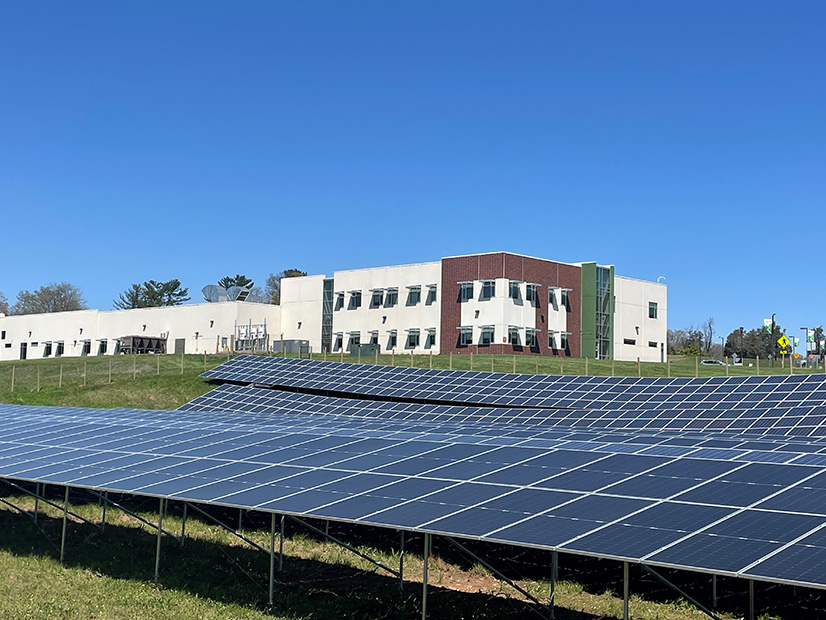 A solar array at the Workforce Training Center at Raritan Valley Community College in North Branch, N.J.