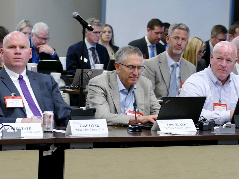 From left: Western commissioners Thad LeVar (Utah), Eric Blank (Colorado) and Kevin Thompson (Arizona) observe the Regional State Committee meeting.