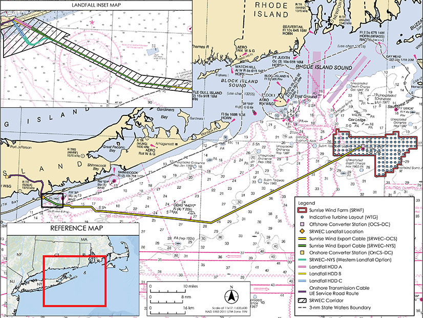 The layout of the proposed Sunrise Wind project