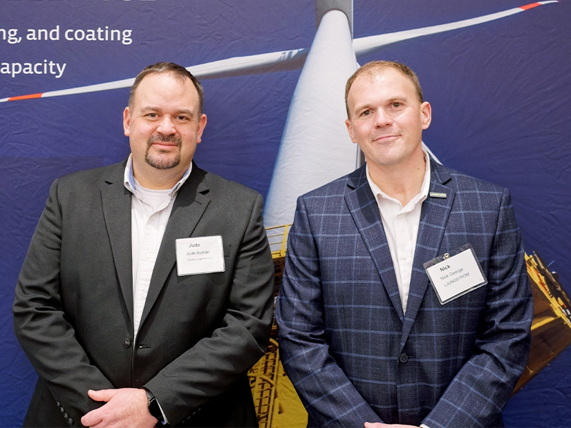 Jude Auman and Nick George of Ljungstrom are shown at the New York-New Jersey Offshore Wind Supplier Forum in Brooklyn on Jan. 11.
