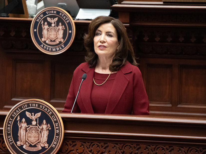 N.Y. Gov. Kathy Hochul (D) delivers her 2024 State of the State Address on Jan. 9. 