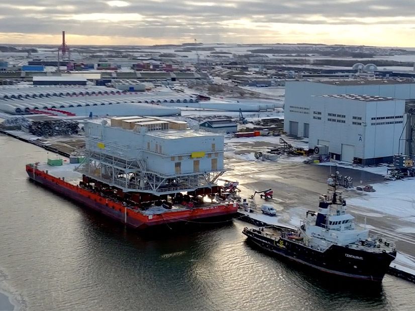 A substation for Dominion's Coastal Virginia Offshore Wind project at its production site in Denmark.