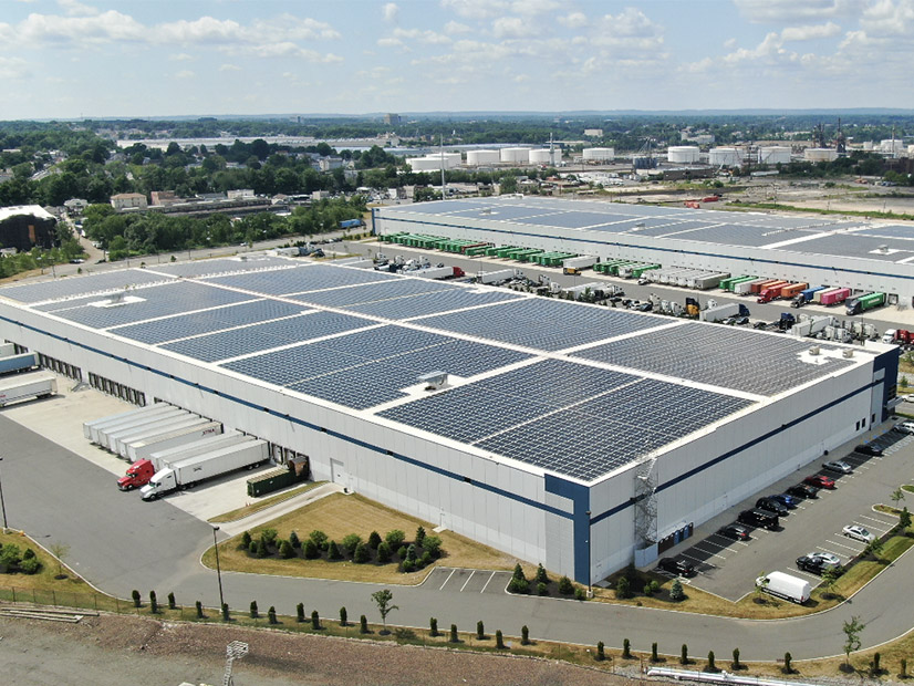 A solar project installed on a warehouse rooftop in Perth Amboy, N.J.