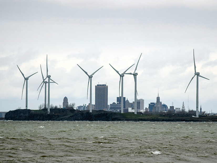 Wind turbines are shown near Buffalo, N.Y.