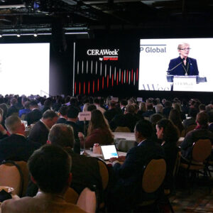 U.S. Energy Secretary Jennifer Granholm delivers an opening luncheon address to CERAWeek by S&P Global delegates.