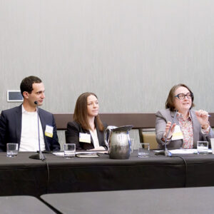 From left: Kathleen Schmid, Zachary Steinberg, Danielle Manley and Susanne DesRoches hold a roundtable discussion on building decarbonization at IPPNY’s 2024 Clean Energy Spring Conference in Albany, N.Y.