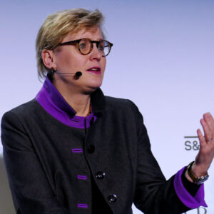 PGE CEO Maria Pope speaking at CERAWeek by S&P Global on March 21, 2024.