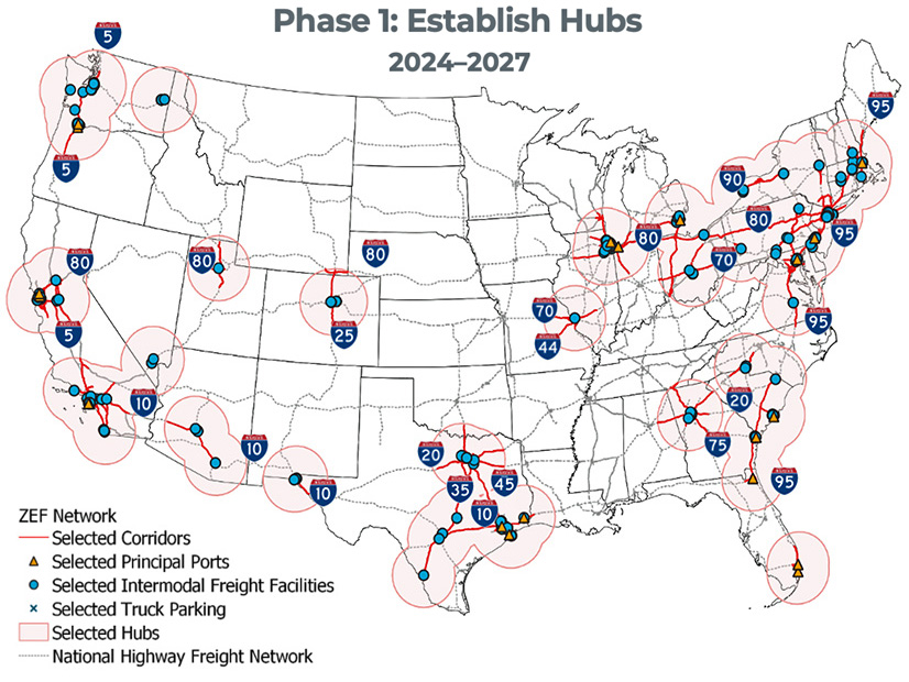 Phase 1 of the National Zero-Emission Freight Corridor Strategy is shown.