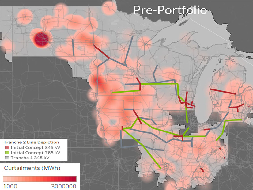 Heat map of projected pre-portfolio curtailments
