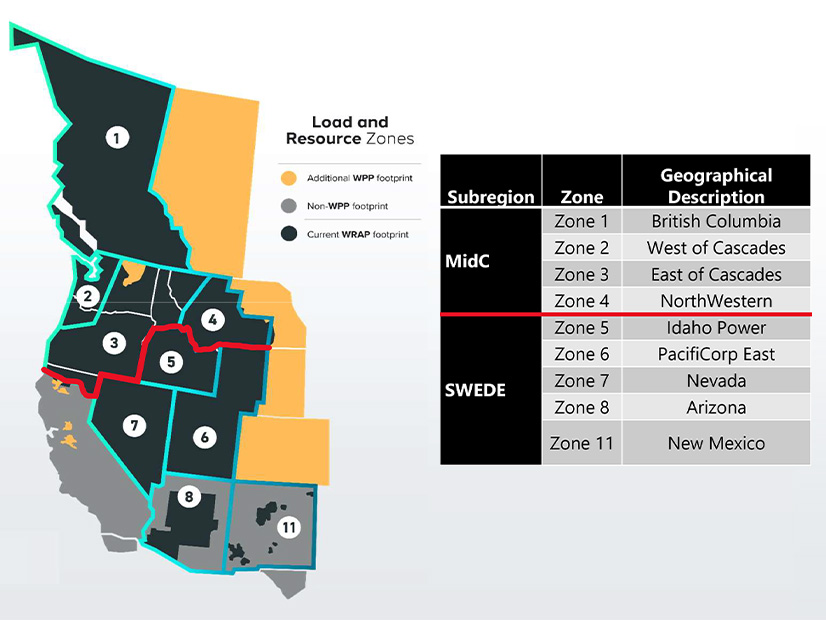 The summer load and resource zones for the Western Resource Adequacy Program