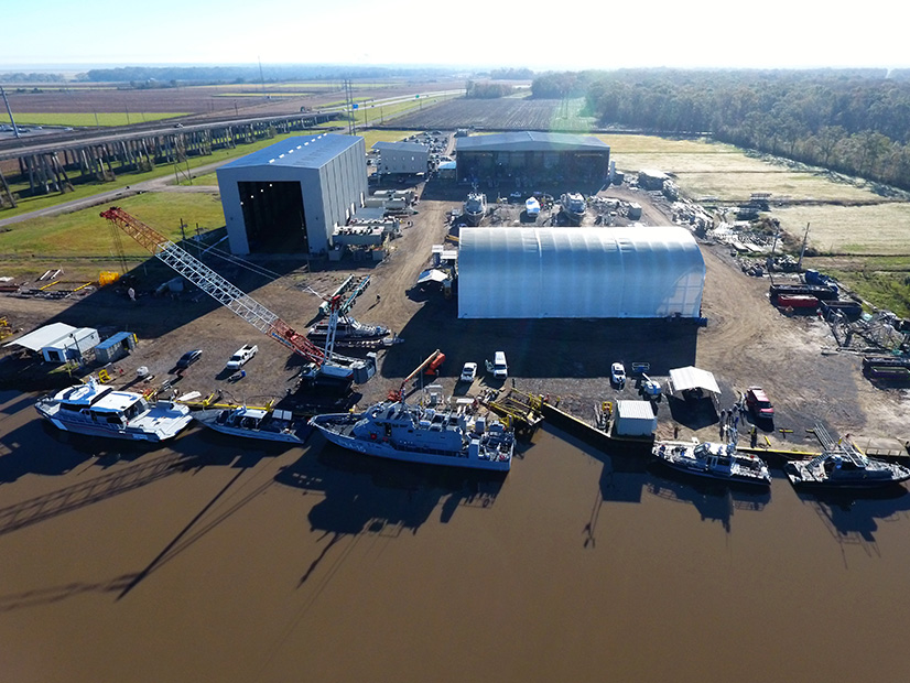 Metal Shark Boats’ Franklin, La., boatyard is shown. 