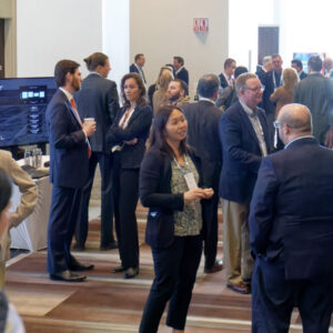 Attendees mingle at the New York Energy Summit in Albany, N.Y., on April 9.