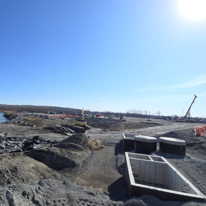 Work is shown underway recently on a site being prepared for offshore wind manufacturing at the Port of Albany, N.Y.