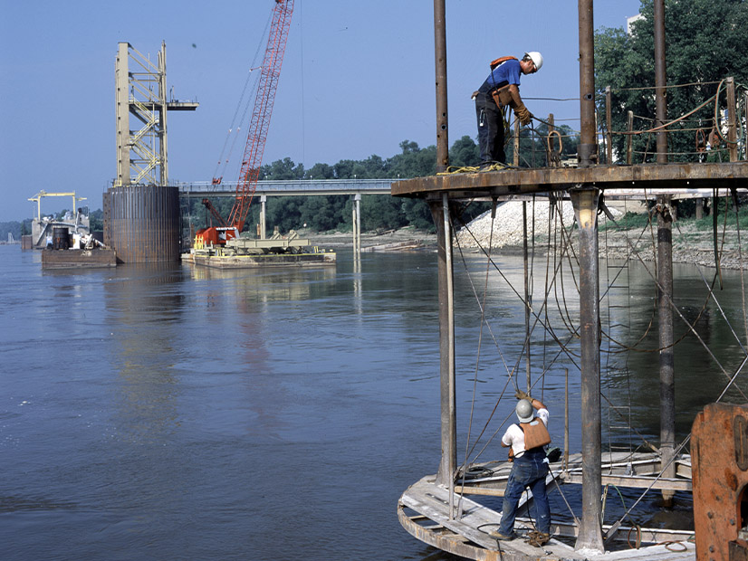 Construction on a coal unloading facility for Ameren’s Rush Island Power Plant in 2020.