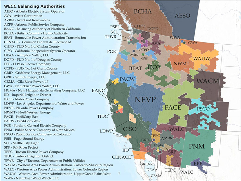 The signers of the April 12 letter to SPP included representatives of 13 balancing authorities in the Western U.S. and Canada.