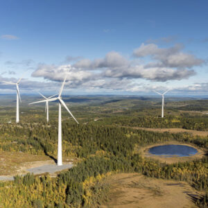 Siemens Gamesa turbines are shown at the Bjoerkhoejden I Wind Power Plant in Sweden.