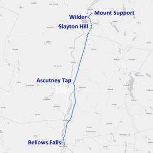 Map of National Grid's proposed asset condition project between Bellows Falls and Hartford, VT