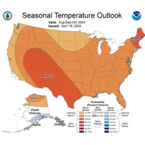 Forecasters are expecting cooler temperatures in June and July and above normal conditions in August, specifically in the Desert Southwest region, which could impact grid conditions. 