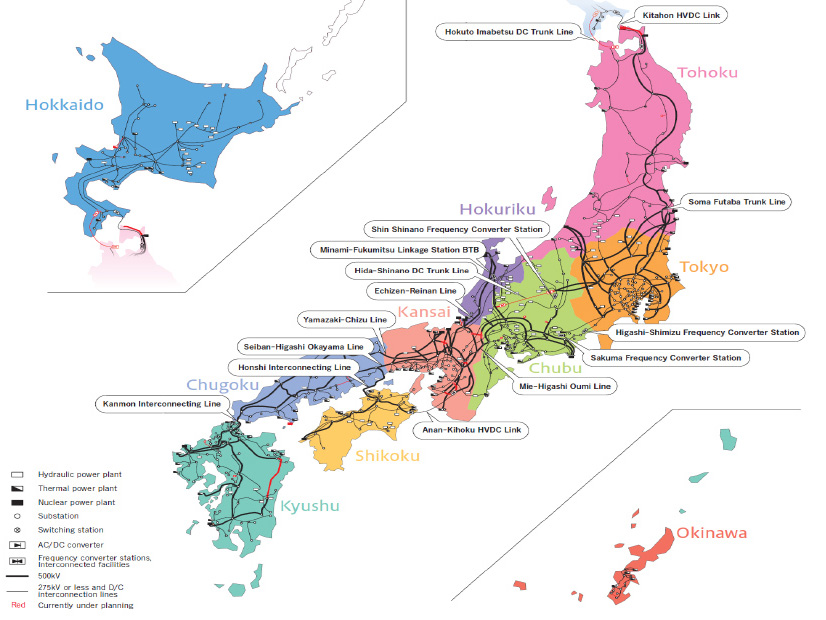 Japan's electric transmission grid Japan's electric transmission grid