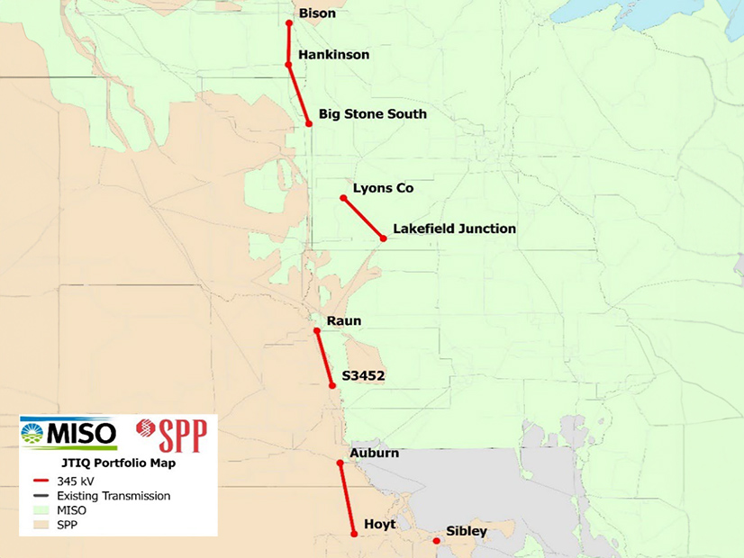 The five 345-kV projects in the MISO-SPP JTIQ portfolio