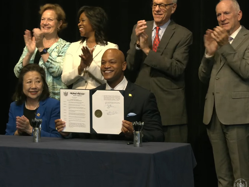 Maryland Gov. Wes Moore signs an executive order calling for a series of accelerated actions to cut the state's greenhouse gas emissions 60% by 2031. The signing took place in Baltimore on June 4. 